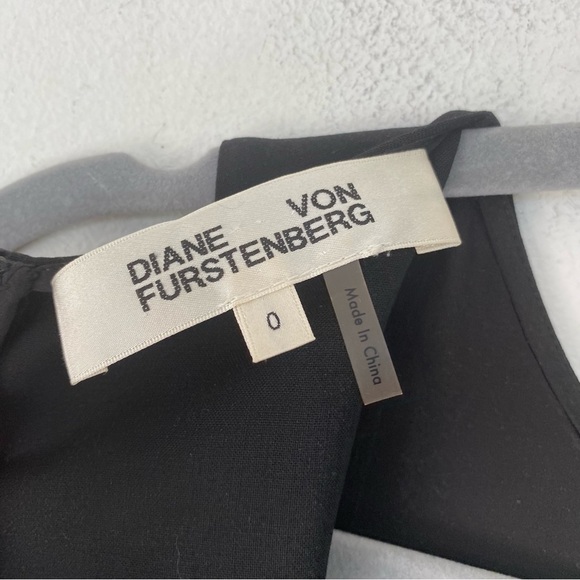 Diane von Furstenberg DVF Midi Dress Women’s 0 Black Blue Wool Sleeveless Sheath - Picture 15 of 16